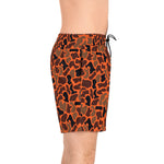 Orange Camo Men's Mid-Length Fish Swim Shorts (AOP)
