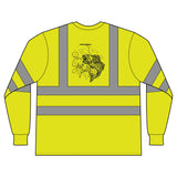 Reflective Long Sleeve Safety Shirt — ANSI 107 Class 3 High-Visibility Work Tee with Fish Graphic