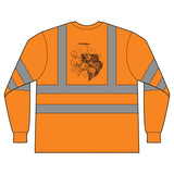 Reflective Long Sleeve Safety Shirt — ANSI 107 Class 3 High-Visibility Work Tee with Fish Graphic