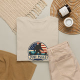 Just Pulls Bigfoot Shirt – American Flag Bigfoot Graphic Tee