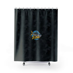 YF Camo Shower Curtain with Boat Design, Just Pulls, Unique Bathroom Decor, Fun Gifts for Fishing Lovers, Outdoor Theme