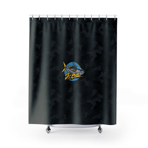 YF Camo Shower Curtain with Boat Design, Just Pulls, Unique Bathroom Decor, Fun Gifts for Fishing Lovers, Outdoor Theme