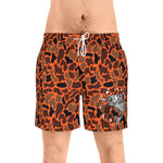 Orange Camo Men's Mid-Length Fish Swim Shorts (AOP)