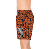 Orange Camo Men's Mid-Length Fish Swim Shorts (AOP)