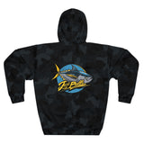 YF Blue Camo Fish Unisex Hoodie, Outdoor Wear, Fishing Gift, Hunting Apparel, Cozy Sweatshirt, Nature Lover Hoodie