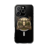 Clear Magnetic Phone Case — 'Just Pulls' Deer Skull Hunting Design