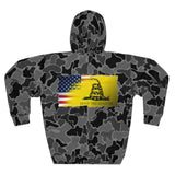 USA Don't Tread Black Camo Fish Unisex Hoodie, Outdoor Wear, Fishing Gift, Hunting Apparel, Cozy Sweatshirt, Nature Lover Hoodie