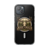 Clear Magnetic Phone Case — 'Just Pulls' Deer Skull Hunting Design