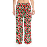 Christmas Print Pajama Pants — Red & Green Holiday Lounge Pants for Women