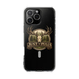 Clear Magnetic Phone Case — 'Just Pulls' Deer Skull Hunting Design