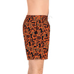 Orange Camo Men's Mid-Length Fish Swim Shorts (AOP)