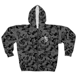 Black Camo Zip Hoodie with White Fish Graphic