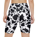 Trendy Workout Shorts for Women, Sporty Activewear, Gym Shorts, Cow Print Activewear, Fun Fitness Outfit