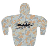 Fall Camo Fish Unisex Hoodie, Outdoor Wear, Fishing Gift, Hunting Apparel, Cozy Sweatshirt, Nature Lover Hoodie