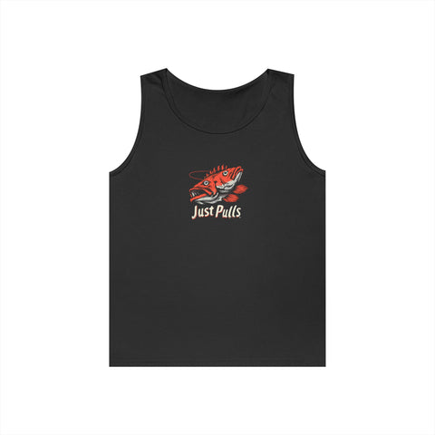 Fishing Vibes Unisex Heavy Cotton Tank Top, Summer Apparel, Outdoor Wear, Gift for Fishermen, Beach Day Outfit, Casual Style