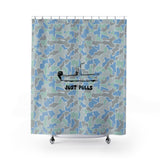 Camo Shower Curtain with Boat Design, Just Pulls, Unique Bathroom Decor, Fun Gifts for Fishing Lovers, Outdoor Theme