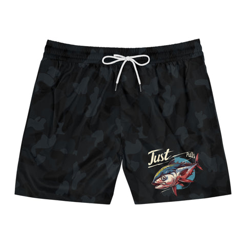 BlueFin Tuna Camo Print Men's Mid-Length Swim Shorts (AOP)