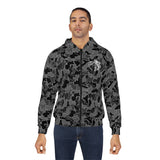 Black Camo Zip Hoodie with White Fish Graphic