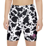 Trendy Workout Shorts for Women, Sporty Activewear, Gym Shorts, Cow Print Activewear, Fun Fitness Outfit