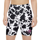 Trendy Workout Shorts for Women, Sporty Activewear, Gym Shorts, Cow Print Activewear, Fun Fitness Outfit