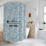 Camo Shower Curtain with Boat Design, Just Pulls, Unique Bathroom Decor, Fun Gifts for Fishing Lovers, Outdoor Theme