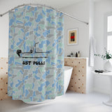 Camo Shower Curtain with Boat Design, Just Pulls, Unique Bathroom Decor, Fun Gifts for Fishing Lovers, Outdoor Theme