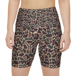 Duck Camo Trendy Workout Shorts for Women, Sporty Activewear, Gym Shorts, Cow Print Activewear, Fun Fitness Outfit