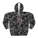 USA Black Camo Fish Unisex Hoodie, Outdoor Wear, Fishing Gift, Hunting Apparel, Cozy Sweatshirt, Nature Lover Hoodie