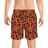 Orange Camo Men's Mid-Length Fish Swim Shorts (AOP)