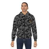 Gray Camo Zip Hoodie with Boar Graphic
