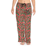 Christmas Print Pajama Pants — Red & Green Holiday Lounge Pants for Women