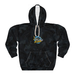 YF Blue Camo Fish Unisex Hoodie, Outdoor Wear, Fishing Gift, Hunting Apparel, Cozy Sweatshirt, Nature Lover Hoodie