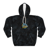 YF Blue Camo Fish Unisex Hoodie, Outdoor Wear, Fishing Gift, Hunting Apparel, Cozy Sweatshirt, Nature Lover Hoodie