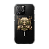 Clear Magnetic Phone Case — 'Just Pulls' Deer Skull Hunting Design
