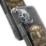 Clear Magnetic Phone Case — 'Just Pulls' Deer Skull Hunting Design