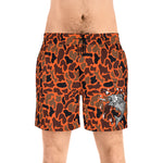 Orange Camo Men's Mid-Length Fish Swim Shorts (AOP)